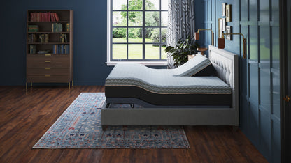 Bt3000 - Flex Head Queen Adjustable Bed Base With Head And Foot Position Adjustment - Blue / Gray