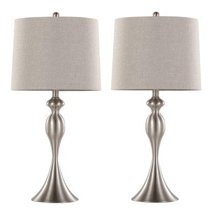 Ashland - Contemporary Table Lamp Laser Cut (Set of 2) - Nickel / Gray / Nickel