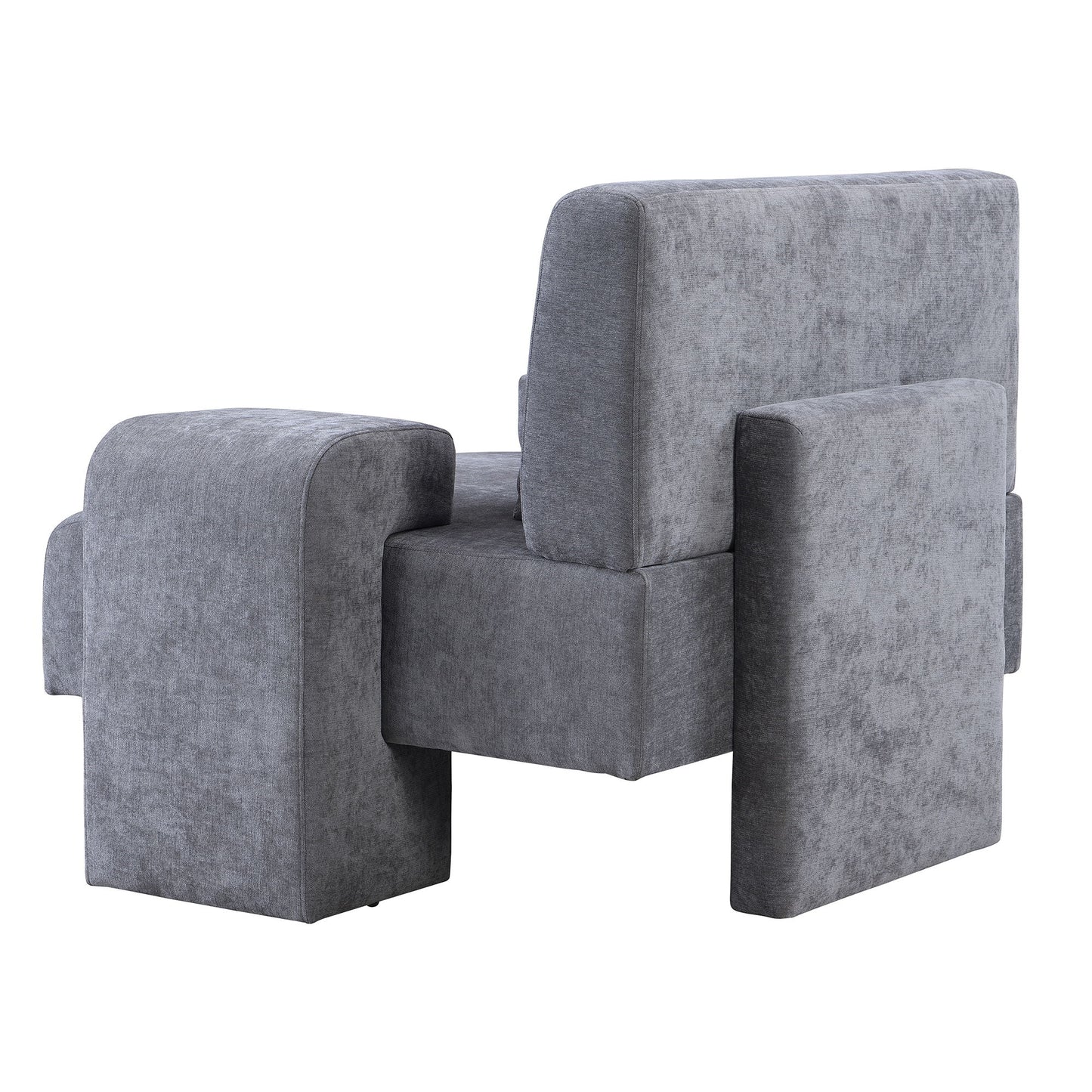Modern Oversized Armchair, Wide Mid-Century Chair With Pillow Upholstered, Sturdy Wood Frame & Soft Cushion For Living Room - Gray