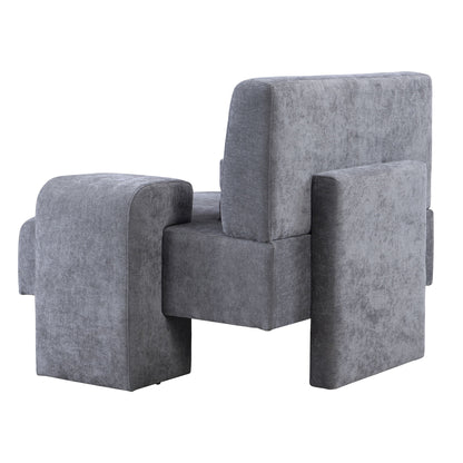 Modern Oversized Armchair, Wide Mid-Century Chair With Pillow Upholstered, Sturdy Wood Frame & Soft Cushion For Living Room - Gray
