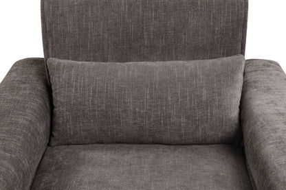 Valentina - Chenille Chair With Metal Legs And Throw Pillow - Gray