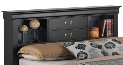 Louis Phillipe - King Elegant Storage Bed - Black