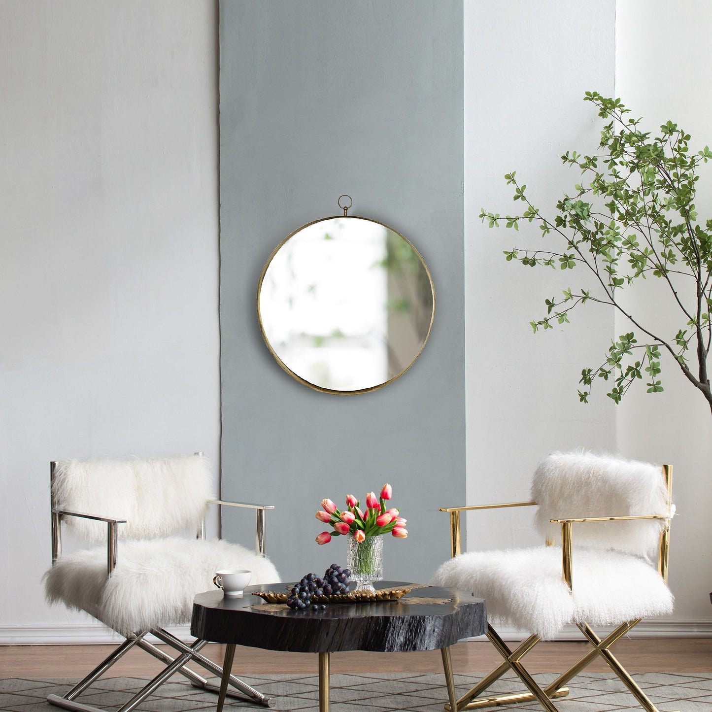 Round Mirror, Circle Mirror With Iron Frame For Living Room Bedroom Vanity, Entryway Hallway - Gold