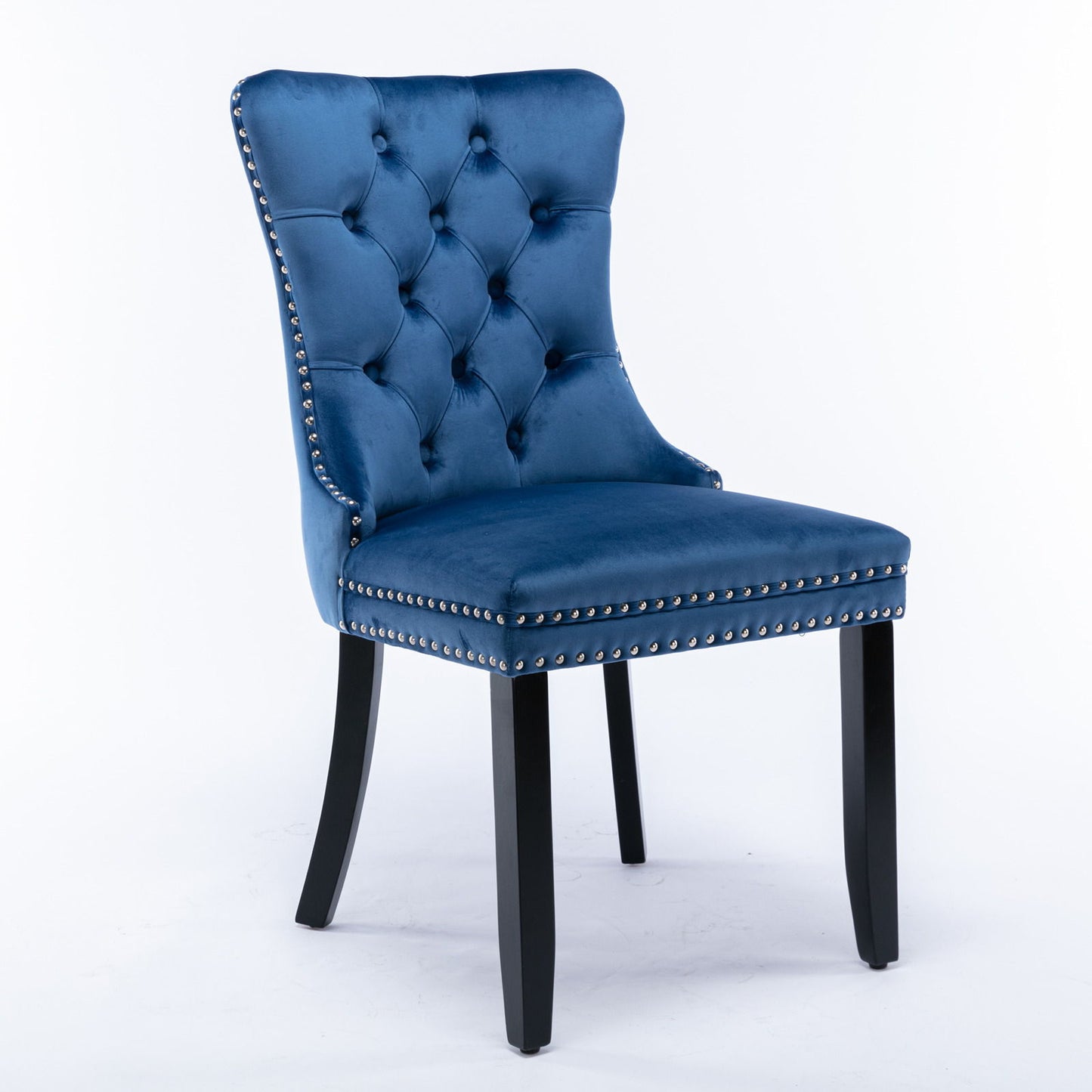 Nikki - Modern, High-End Tufted Solid Wood Contemporary Velvet Upholstered Dining Chair With Wood Legs Nailhead Trim (Set of 2) - Blue
