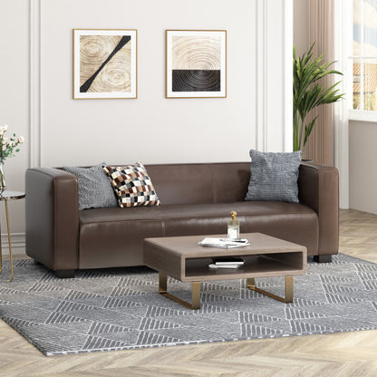 Contemporary 3 Seater Sofa With Tuxedo Design - Dark Brown