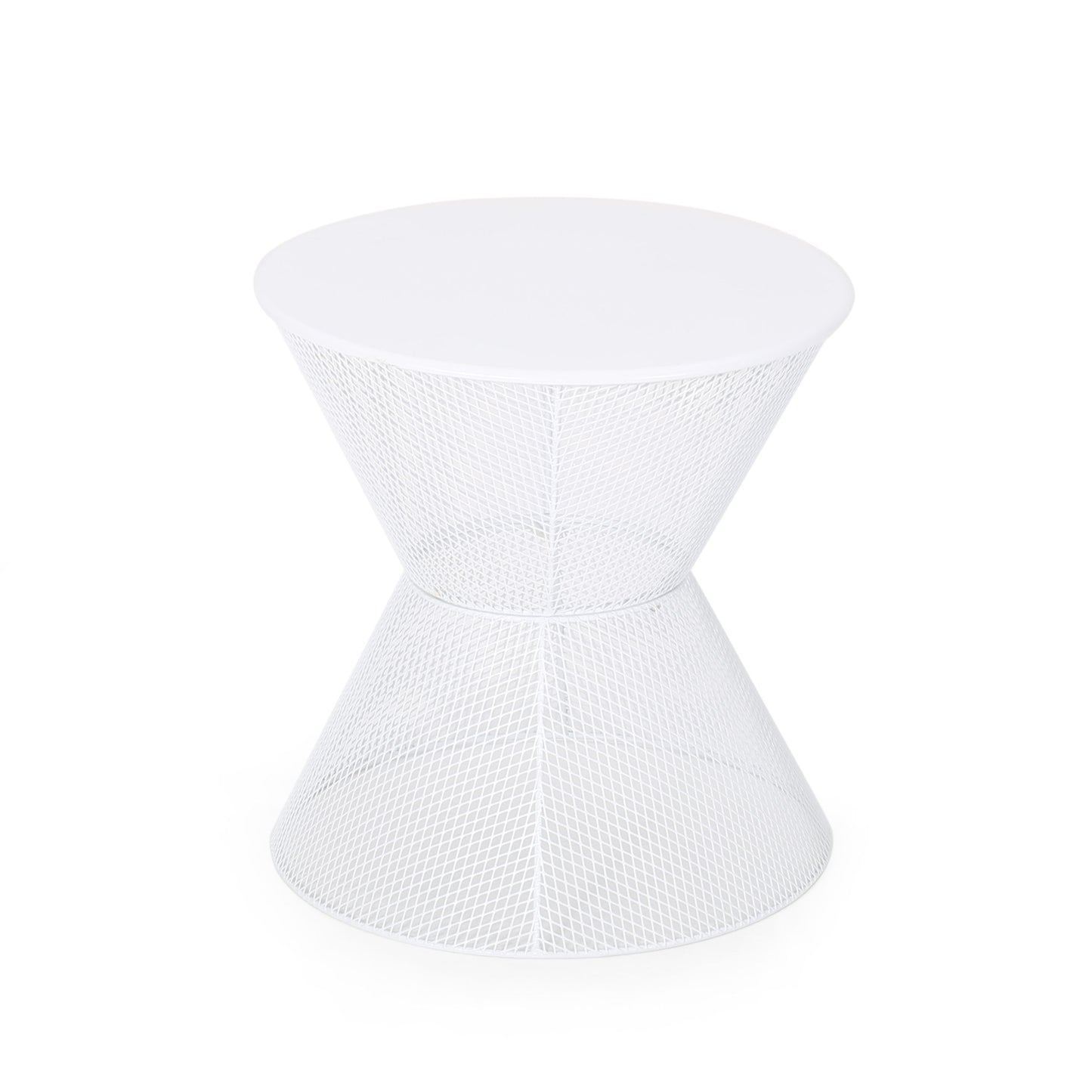 Contemporary Nevada Side Table With Mesh Design - Matte White
