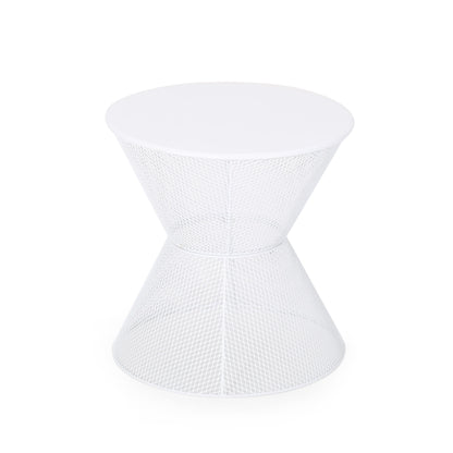 Contemporary Nevada Side Table With Mesh Design - Matte White
