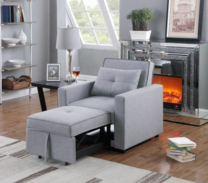 Zoey - Convertible Sleeper Chair With Side Pocket - Light Gray