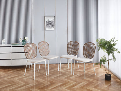Sennit Chair, Dining Chair, Coffee Chair (Set of 4) - Beige