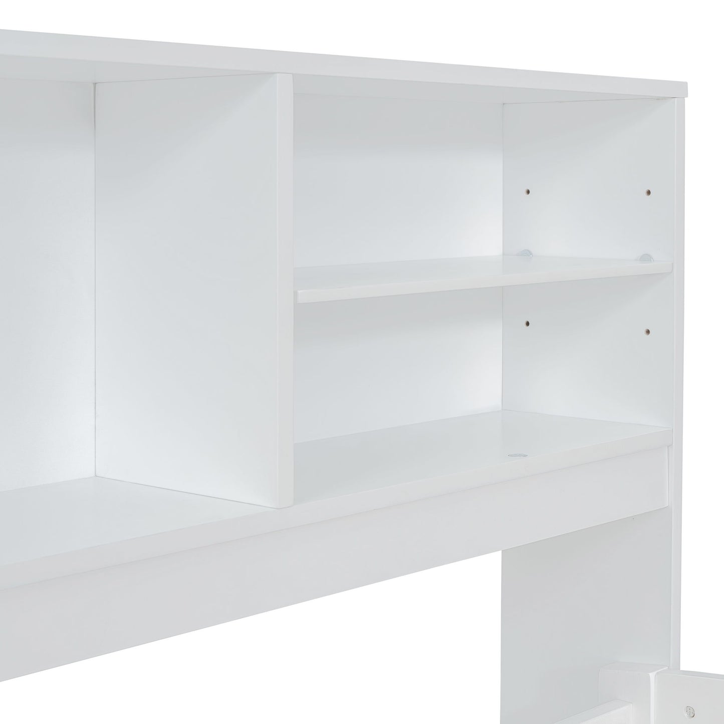 Full Size Daybed With 2 Bedside Cabinets, Upper Shelves And 4 Drawers - White