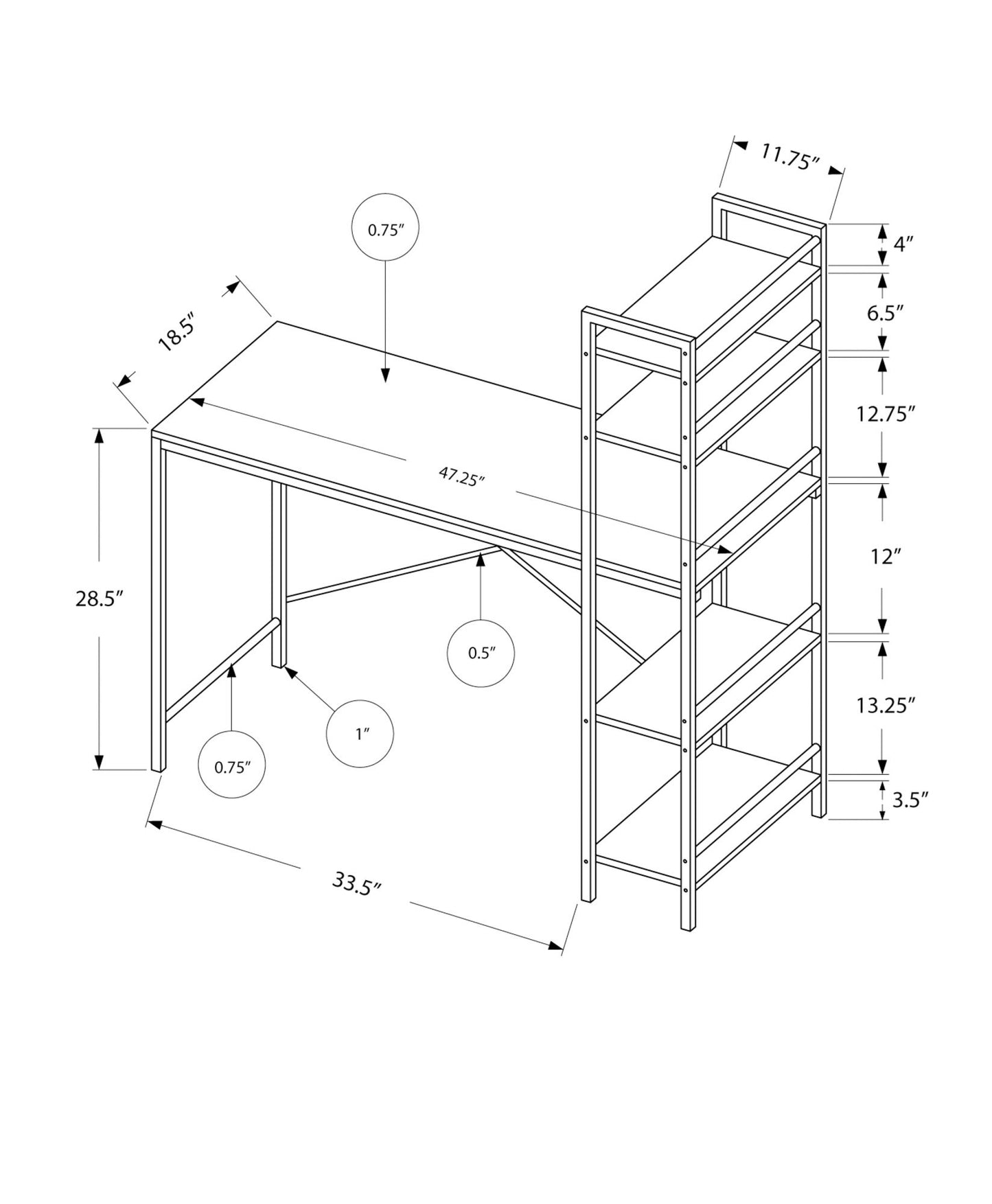 Computer Desk For Home Office, Laptop, Storage Shelves, Contemporary And Convenient Design - White