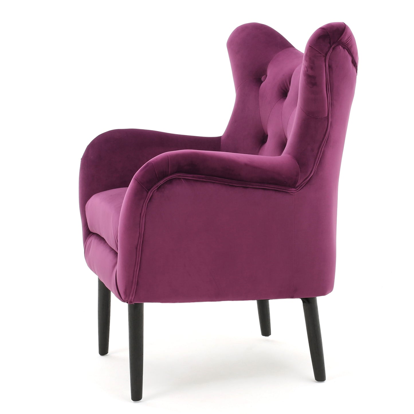 Alyssa - Velvet Arm Chair With Wingback Design - Fuchsia