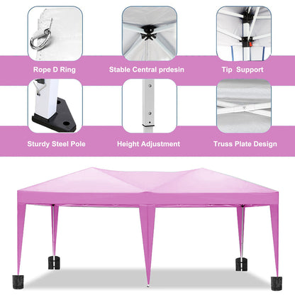 10'X20' Folding Canopy With 6 Removable Sidewalls Outdoor Event Shelter UPF 50+ Gazebo Portable Tents For Parties Beach Camping Wedding Ez Pop Up Canopy - Pink