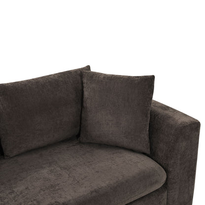 Elegant L Shaped Sectional Sofa With Chenille Upholstery And Wooden Storage Compartment - Brown