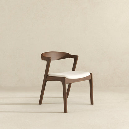 Dakota - Velvet Dining Chair (Set of 2) - Cream White / Dark Brown