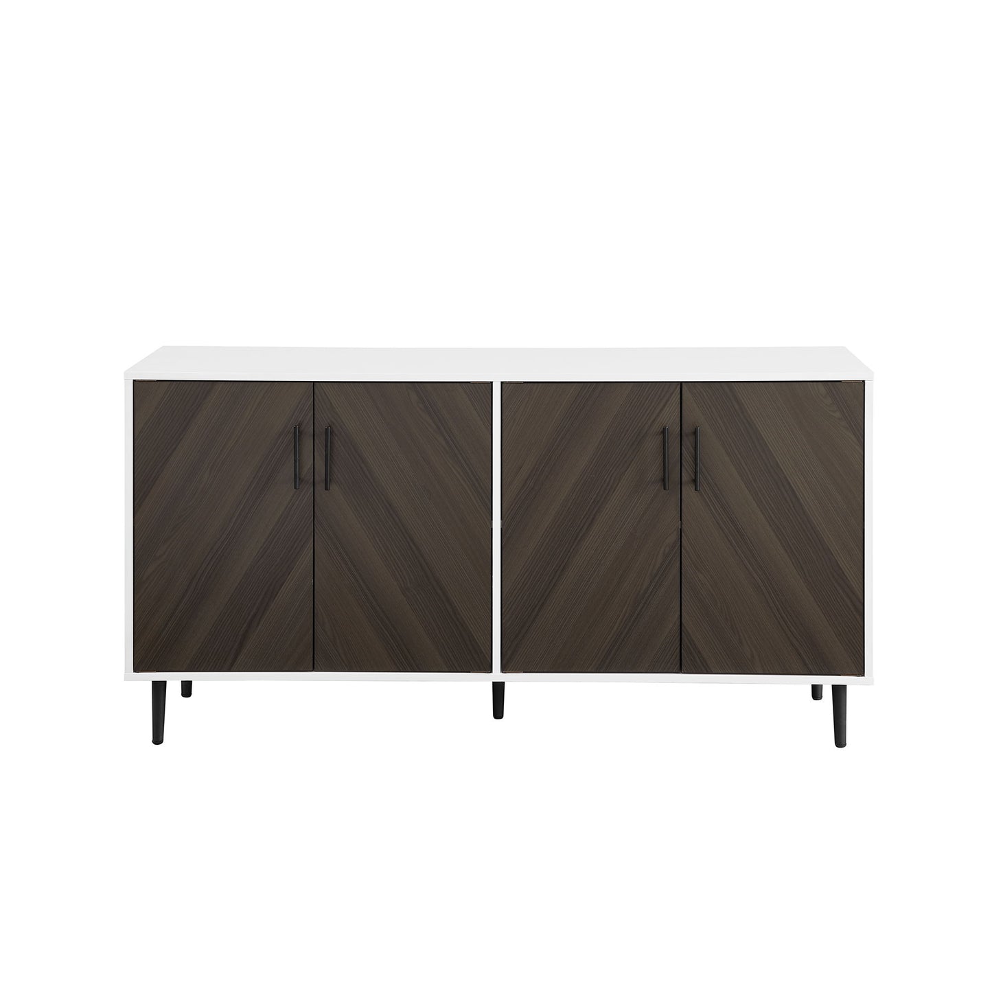 Mid-Century Modern Faux Bookmatch Door Buffet - Ash Brown / Solid White