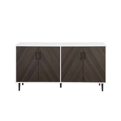 Mid-Century Modern Faux Bookmatch Door Buffet - Ash Brown / Solid White