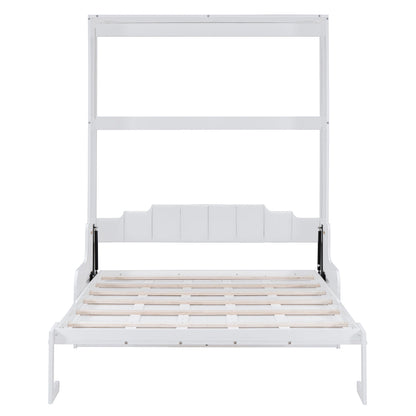 Queen Size Murphy Space Saving Wall Bed With Cushion - White