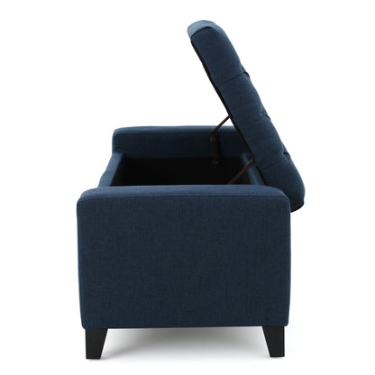 Guernsey - Ottoman Fabric Storage With Tufted Top - Navy Blue