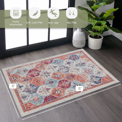 Maval - 2' X 3' Washable Area Rug - Cream