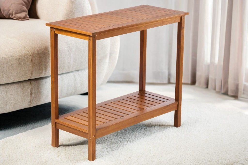 Workstation For Garden Balcony Garage, Acacia Console Potting Table - Light Brown