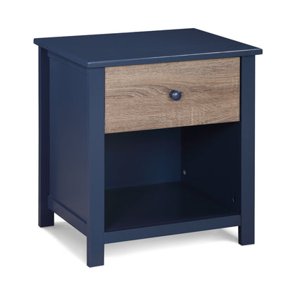 Connelly - Nightstand - Midnight Blue / Vintage Walnut