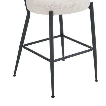 Modern Teddy Fabric Upholstered Bar Stools (Set of 4) - White