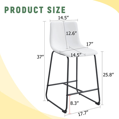 (Set of 2) Modern Minimalist Style Material Bar Stools, Suitable For Kitchen, Bar And Modern Home Design - White