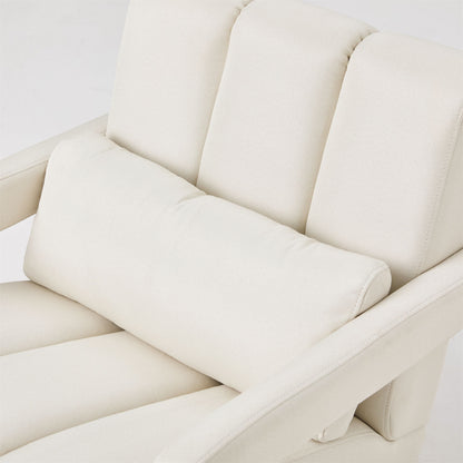 Modern Upholstered Accent Chair, Comfortable Linen Fabric With A Pillow For Living Room - Beige