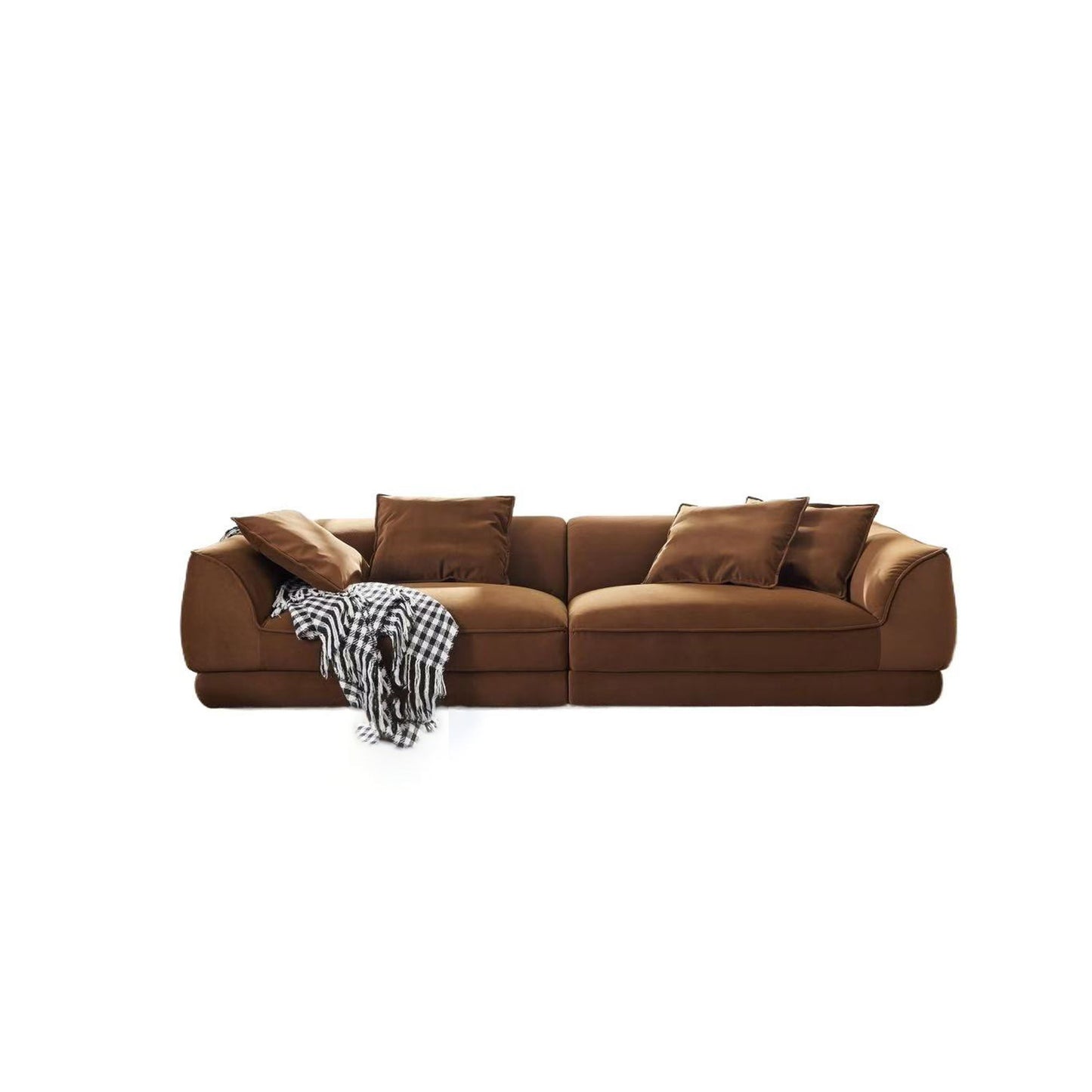Nordic Modern Sofa With Detachable Pillowcase, French Velvet Fabric, Solid Wood Frame, High Density Sponge Filling - Camel