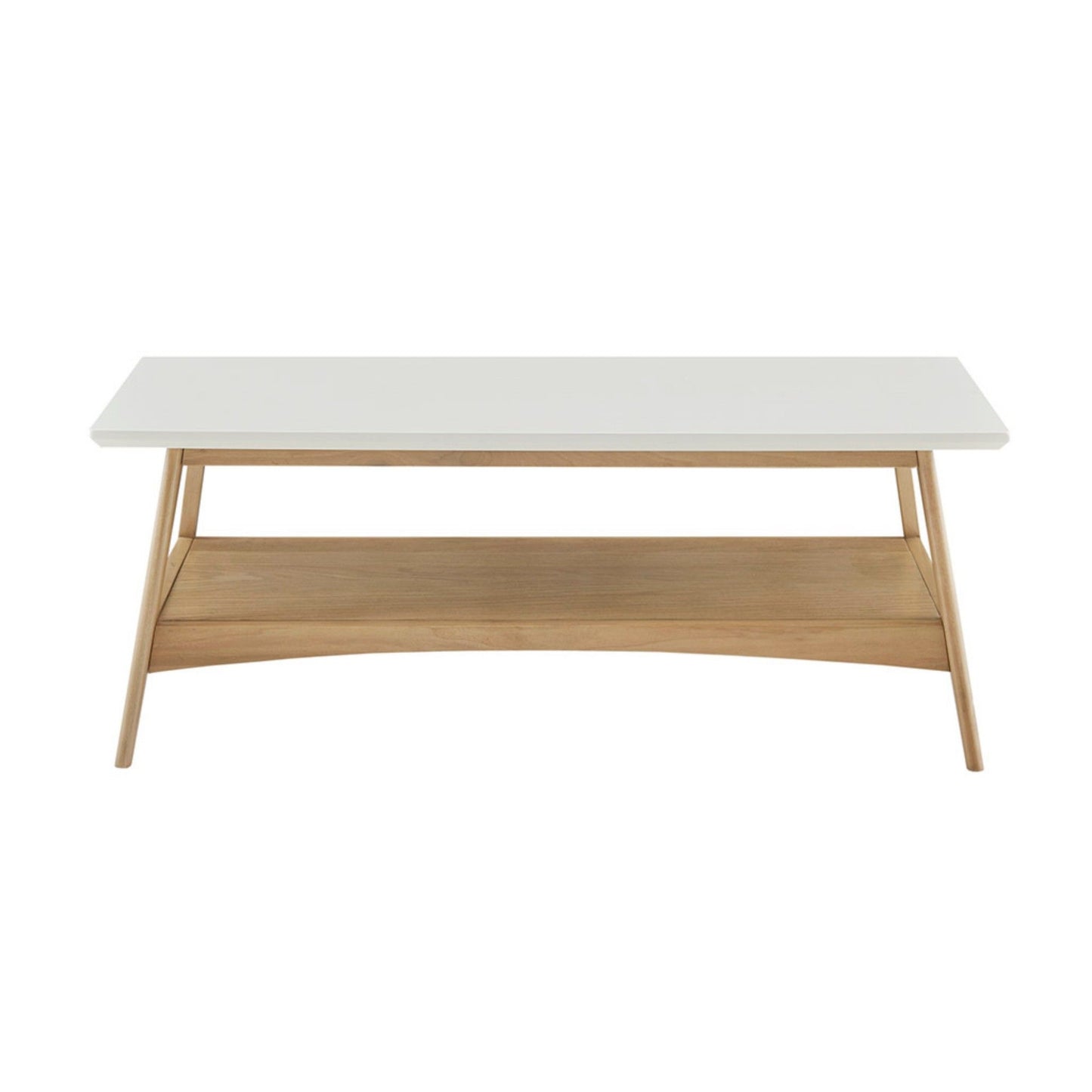 Modern Coffee Table With Extra Storage Manufactured Wood Top Solid Wood Frame - Off White / Natural