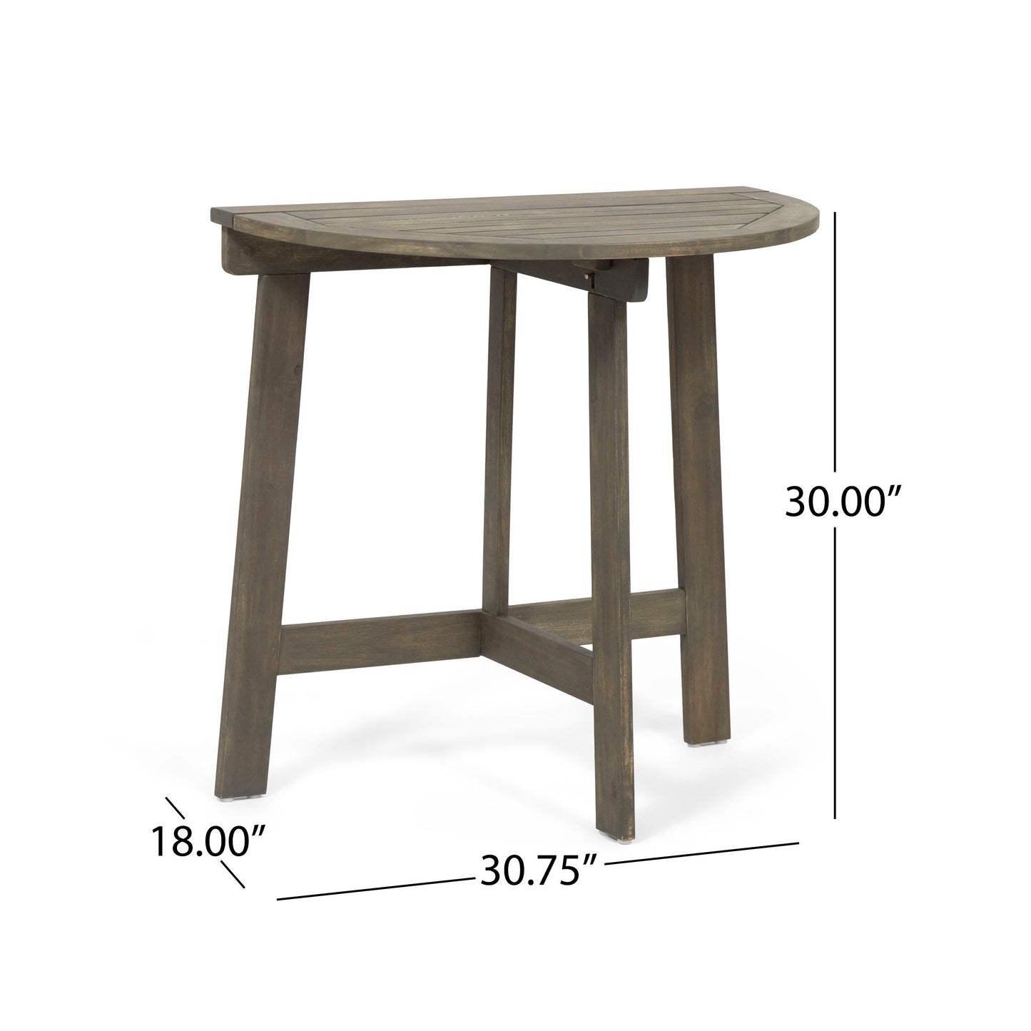 Outdoor 3 Pieces Half Round Folding Bistro Set: Weather Resistant, Space Saving - Gray