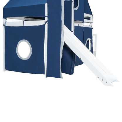 Twin Size Loft Bed With Tent And Tower - Blue