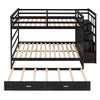 Full Over Full Bunk Bed With Twin Size Trundle And Staircase - Espresso