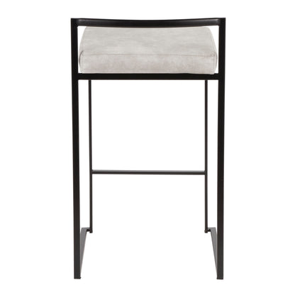 Fuji - Contemporary Stackable Counter Stool (Set of 2) - Black / Light Gray