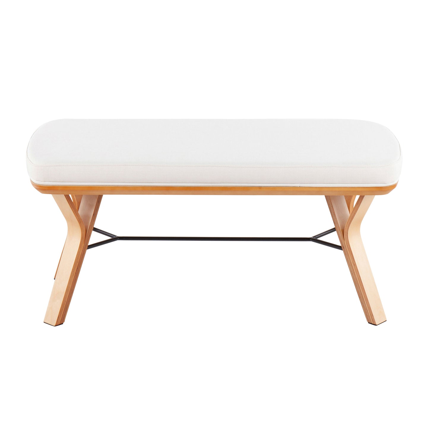 Folia - Mid-Century Modern Bench - Natural / Cream