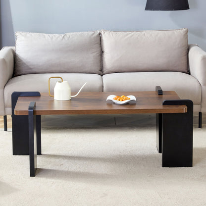 Walnut Colored Coffee Table, Suitable For Modern Minimalist Living Rooms - Walnut
