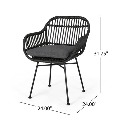 Outdoor Accent Chair With Steel Frame And Water Resistant Cushions (Set of 2) - Gray