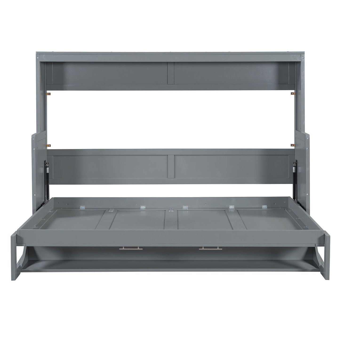 Full Size Murphy Bed With Hydraulic Lift & Desk Design - Gray
