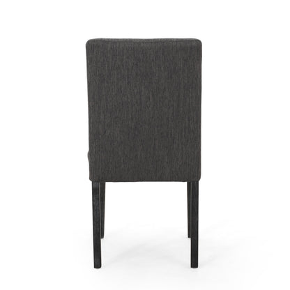 Contemporary Fabric Dining Chair With Upholstered Seating And Tapered Legs - Charcoal