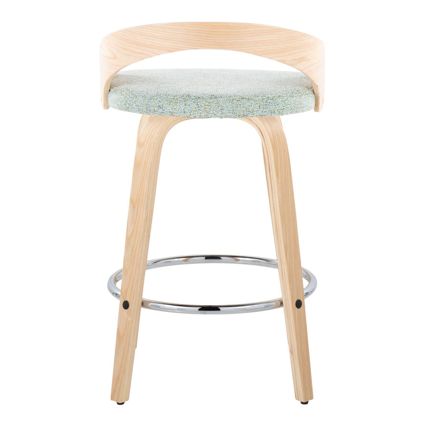 Grotto - Contemporary Fixed Height Counter Stool With Swivel With Round Footrest (Set of 2) - Natural / Light Green