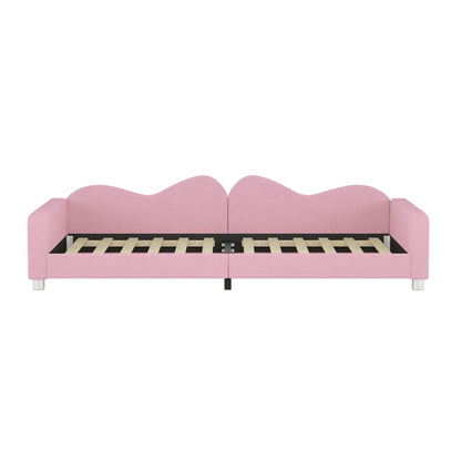 Twin Size Upholstered Daybed, Sherpa Fabric Sofabed With Cloud-Shaped Backrest, No Box - Spring Needed - Pink