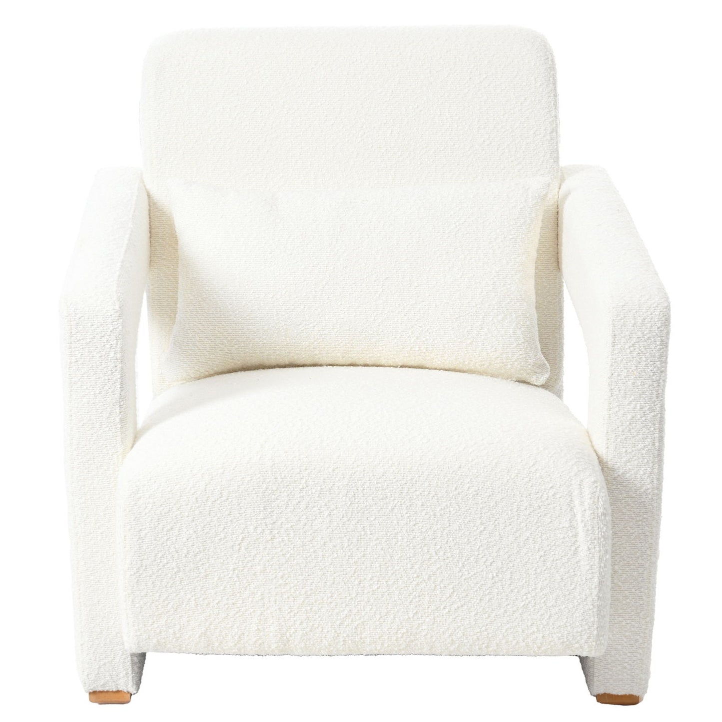 Sleek Right Angle Armrests, Ergonomic Lumbar Support, Square Wooden Block Legs, Inclined Seat For Comfort, Artistic Statement Piece For Living Room, Bedroom And Study - White
