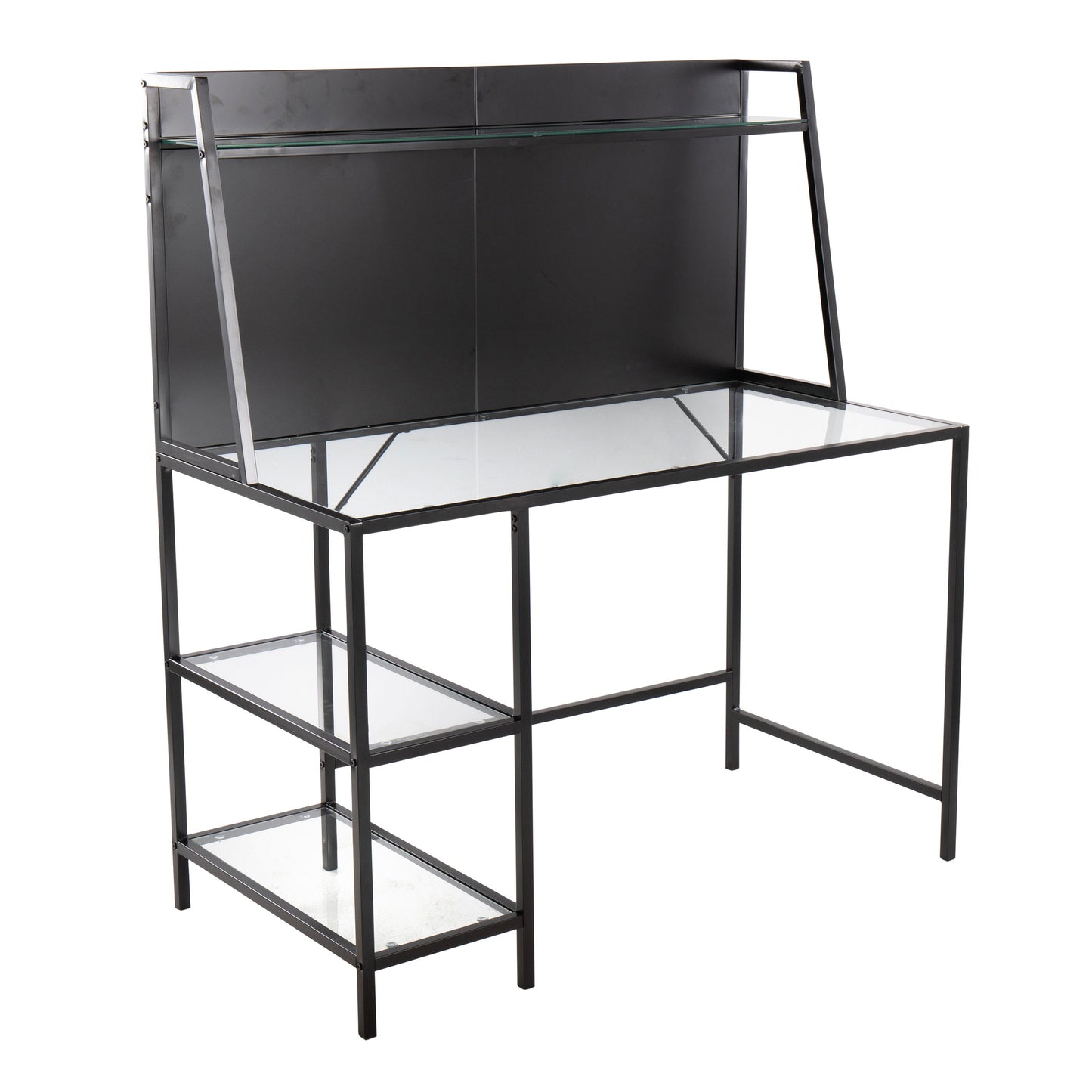 Geo - Tier Contemporary Desk - Black / Clear