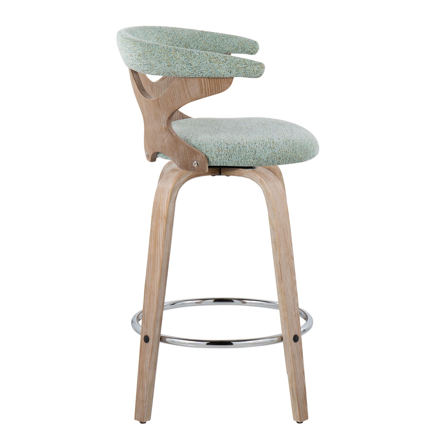 Gardenia - Contemporary Fixed - Height Counter Stool With Swivel With Round Footrest (Set of 2) - Green