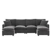 Modern U-Shape Modular Sofa, 6 Seat Chenille Sectional Couch Set With 2 Pillows Included, Freely Combinable Indoor Funiture - Black / Gray