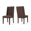Elegant Tufted Dining Chair (Set of 2) With High Backrest - Dark Brown