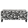 Luxury Storage Ottoman With Floral Patterned Fabric, Soft Close Hinges, Multi Functional Footrest & Seat - Black Floral / White