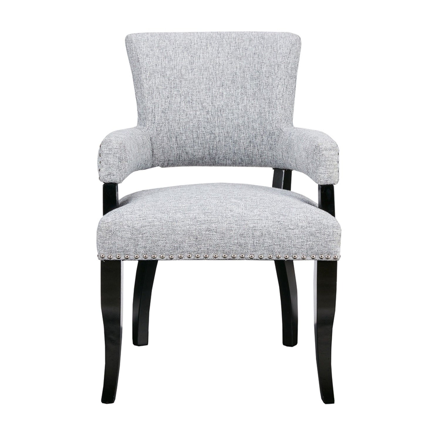 Contemporary Arm Dining Chair With Nailhead Trim - Gray / Black Noir