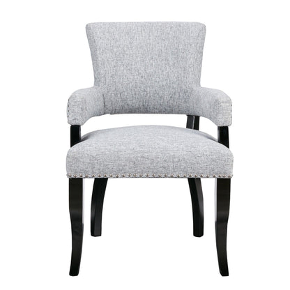 Contemporary Arm Dining Chair With Nailhead Trim - Gray / Black Noir